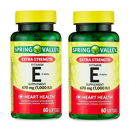 [BRSROHA6AFYRYEQ2] Vitamin E 670mg (1,000 IU) Extra Strength – 60 Softgels, Natural d-Alpha Vitamin E Supplement, Daily Vitamina E 1000 IU for Wellness (Pack of 2)