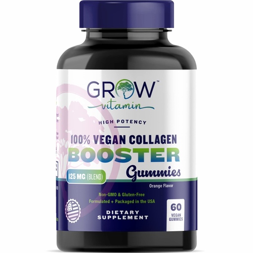 [BRSW2AY7CUMQKDL6] grow vitamin Collagen Booster Gummy Bears – Hair, Skin, Nails & Joint Support – USDA Organic, 100% Vegan & Non-GMO – Strawberry Flavored, 60 Vegan Gummies