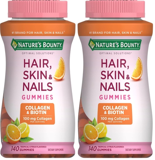 [BRSRGEAQO55QAAY6] Nature's Bounty with Biotin and Collagen, Citrus Gummies, 140 Ct (Pack of 2)
