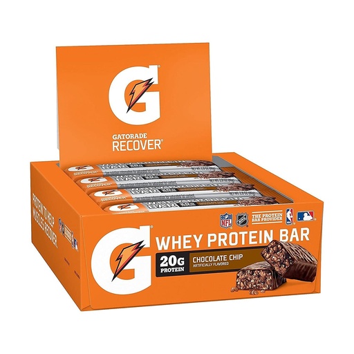 [BRSWGGT3AUHG2H3U] Gatorade Whey Protein Recover Bar, Chocolate Chip, 2.8 Ounce Bars (12 Count)