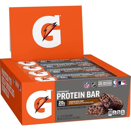 [BRSWGCADB5YRUYDH] Gatorade Whey Protein Recover Bars Chocolate Chip 2.8oz (12 Pack)