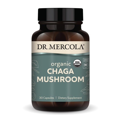 [BRSWYYY7CUNAKE3O] Dr. Mercola Organic Chaga Mushroom - Immune Support - Adaptogenic Blend with Chaga Extract & Chaga Powder - USDA Organic - Gluten-Free - 30 Capsules (30 Servings)