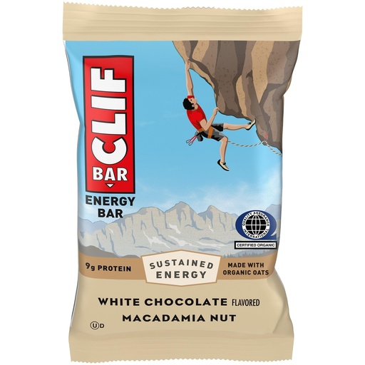 [BRSWI2T3OB4WMFQ3] CLIF BAR - White Chocolate Macadamia Nut Flavor - Made with Organic Oats - Energy Bars - Non-GMO - Plant Based Protein Bars (1 Count)