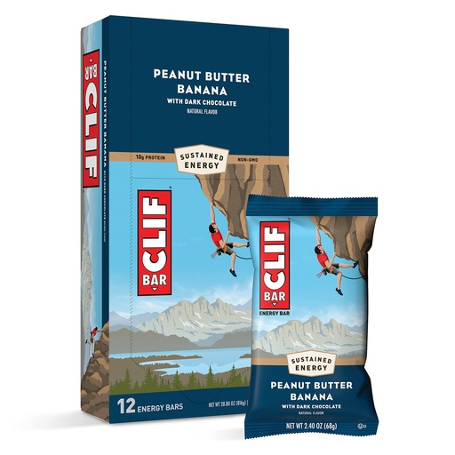 [BRSWKHYYOEFQGEIU] Clif Bars - Energy Bars - Peanut Butter Banana Dark Chocolate - Made with Organic Oats - Plant Based Food - Vegetarian - Kosher (2.4 Ounce Protein Bars, 12 Count) Packaging May Vary