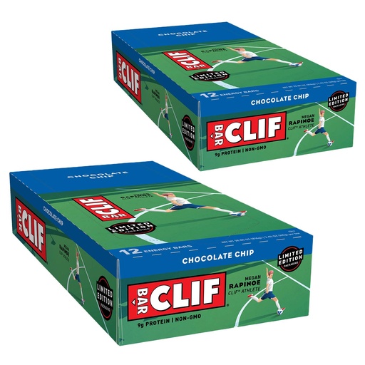 [BRSWIYYOOQNRAFAZ] CLIF BAR - Energy Bars - Chocolate Chip Protein Bars - (2.4 oz Bars, 12 Count, 2-Pack) - Packaging May Vary