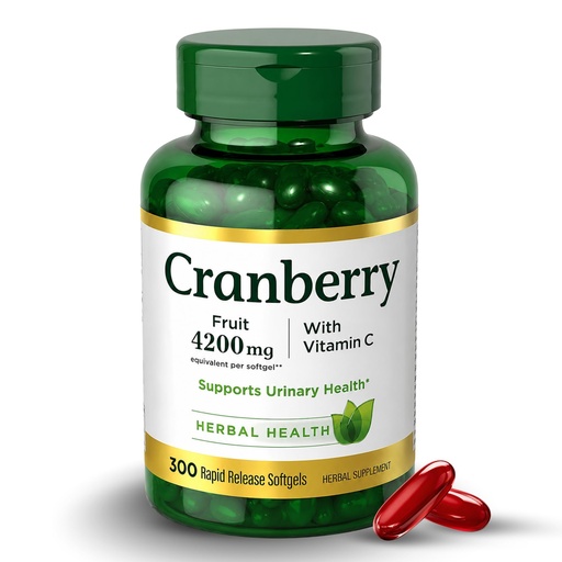 [BRSRGCQ5OAJRUFY6] Cranberry Supplement for Women 4200mg with Vitamin C and Vitamin E – Urinary Tract Health Support – 300 Softgels, 50-Day Supply – Non-GMO, Gluten Free, No Artificial Additives