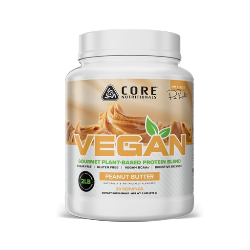 [BRSWYCYCPMHRUDY7] Core Nutritionals Vegan Gourmet Plant Based Protein Blend | with Vegan BCAAs | Lactose, Soy, Sugar, & Gluten Free | 21g Pea Protein | 2 Pound (Peanut Butter)