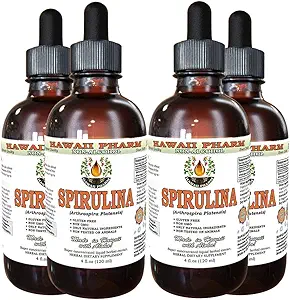 [BRSWKEACOQPAOA3K] Spirulina Alcohol-Free Liquid Extract, Organic Spirulina (Arthrospira platensis) Dried Algae Glycerite Natural Herbal Supplement, Hawaii Pharm, USA 4x4 fl.oz