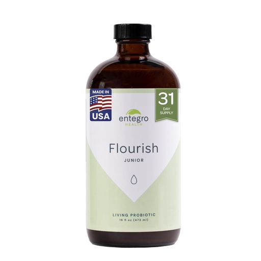 [BRSREZTQOAJREETO] ENTEGRO Flourish Junior Liquid Probiotic & Postbiotic Supplement - Glass | 11 Live Cultures | Gut & Digestive Health for Women, Men & Kids | Organic, Vegan, Allergen Free | USA Made | 16 fl oz