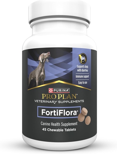 [BRSRYYD3BV6WCCLJ] Purina Pro Plan Veterinary Supplements FortiFlora Chewable Dog Probiotic Supplement Tablets - 45 ct. Canister