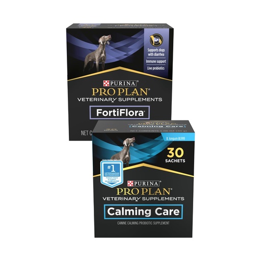[BRSRGCY5AEPBO2A3] Purina Pro Plan Veterinary Supplements, Fortiflora & Calming Care Canine Dog Supplements, Probiotic Supplements, 30-CT Each (Pack of 2)