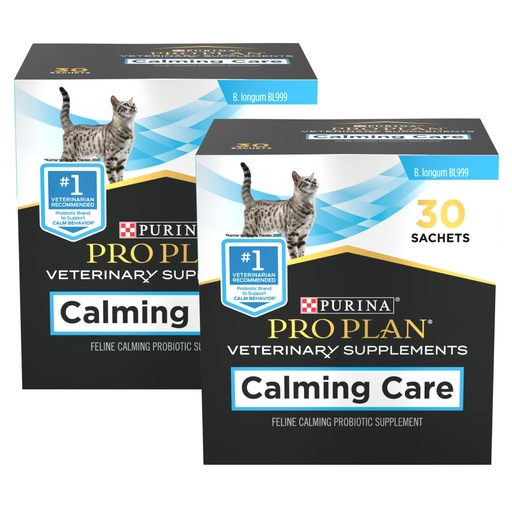[BRSRGY34B4IAE2TV] Purina Pro Plan Veterinary Supplements Calming Care for Cats, Feline Calming Probiotic Supplement, Cat Digestive and Behavioral Support, B. Longum BL999, 30 Sachets (Pack of 2)