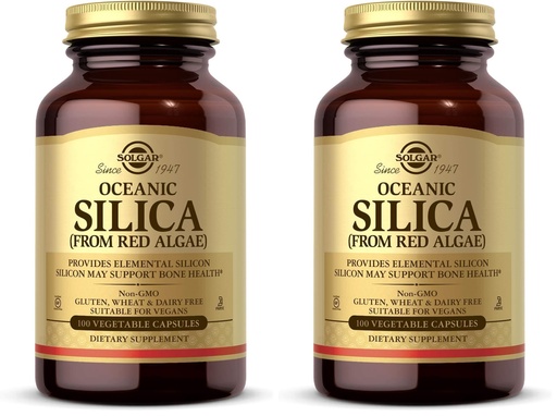 [BRSRGGQNO4HBQDY3] Solgar Oceanic Silica from Red Algae 25 mg,100 Vegetable Capsules - Excellent Source of Calcium,Supports Bone Health - Non-GMO,Vegan,Gluten Free,Dairy Free,Kosher - 50 Servings,(Pack of 2)