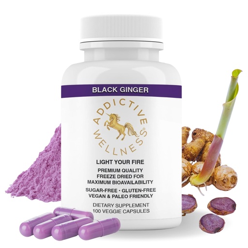 [BRSRMZLRORYWO3QZ] Addictive Wellness Black Ginger Capsules (Kaempferia Parviflora) Freeze-Dried Full Spectrum Supplement for Energy & Stamina Support 100 Veggie Capsules