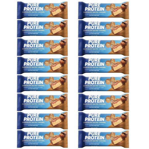 [BRSROAL7OQJQMAIU] Pure Protein Bars, High Protein, Nutritious Snacks to Support Energy 1.75 oz. Low Sugar, Gluten Free, Salted Chocolate Caramel, 16 Count