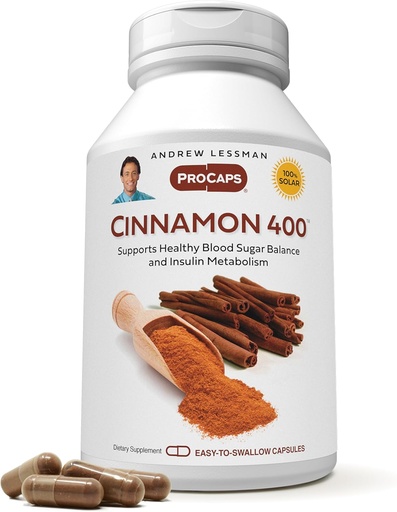 [BRSWGBAPPMNREYD3] ANDREW LESSMAN Cinnamon 400mg - 240 Capsules - High Potency, Standardized Extract. No Additives. Small Easy to Swallow Capsules