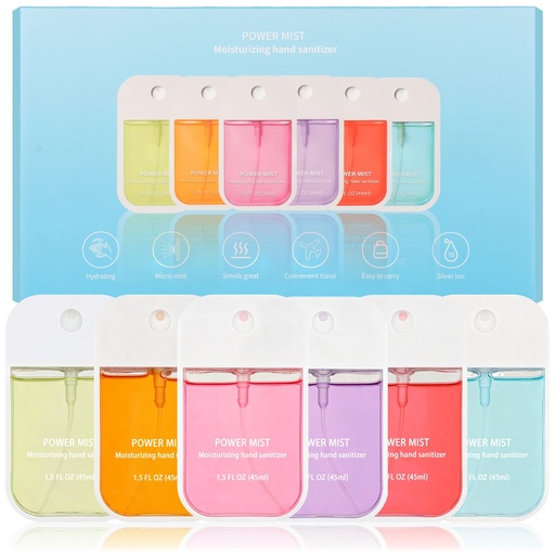 [BRSRGBQZBADRO3T7] Hand Sanitizer Spray 6 Pcs ，Portable Power Mist Hydrating Quick-Dry Travel Size for Adults and Kids（6 Scents,1.3 Fl Oz）