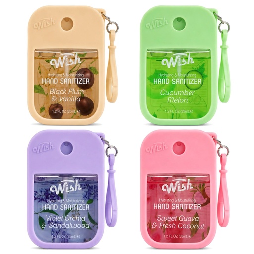 [BRSREGQ5OUMRSDTX] Wish Hand Sanitizer Spray Travel Size - Power Mist Hydrating Hand Sanitizer with Keychain and Case - Cute Portable Pocket Spray for Purse Women Girls Trips Bloom Collection
