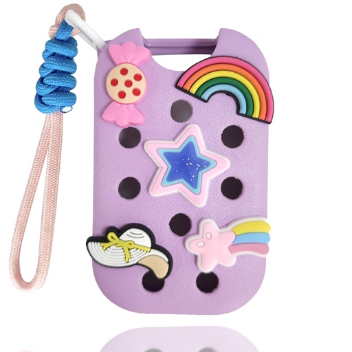 [BRSREBL2AR5RUEL4] 1 Pack EVA Case Compatible for Touchland Hand Sanitizer Spray (Fit for 1 FL OZ/30 mL Ver), Portable Keychain & 10 Decorative Charms. (Pruple)