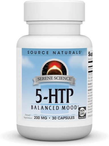 [BRSWKHAOCZYRAGTF] Source Naturals Serene Science 5-HTP, Non-GMO Dietary Supplement, 200 mg - 30 Capsules