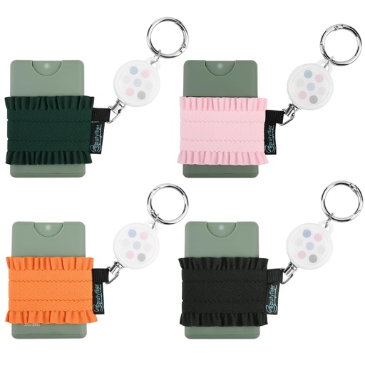 [BRSRAAIECR7QMHTJ] Beautyflier Pack of 4 Elastic Sleeve for Noshinku Pocket Hand Sanitizer 67oz, Colorful Holder Sleeve for Touchland Power Mist Hand Sanitizer Spray, with Keychain, Great for Travel (Style B)