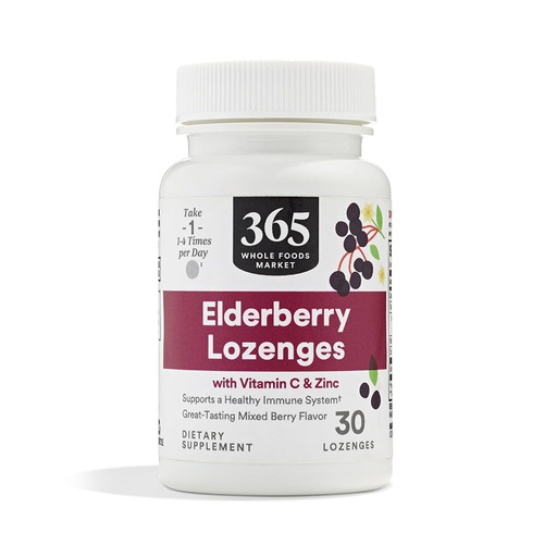 [BRSWGZQBPMBBSDY6] 365 by Whole Foods Market, Elderberry & Zinc Lozenges, 30 ct