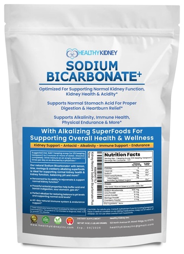 [BRSRMCD7CUFQ2EIU] Organic Use Sodium Bicarbonate Alkaline Supplement for Alkalinity. Support Kidneys & Stomach Acid Neutralizer w/Alkaline Superfoods. Sodium Bicarbonate Powder Kidney Immune Support Antacid Sports 1LB