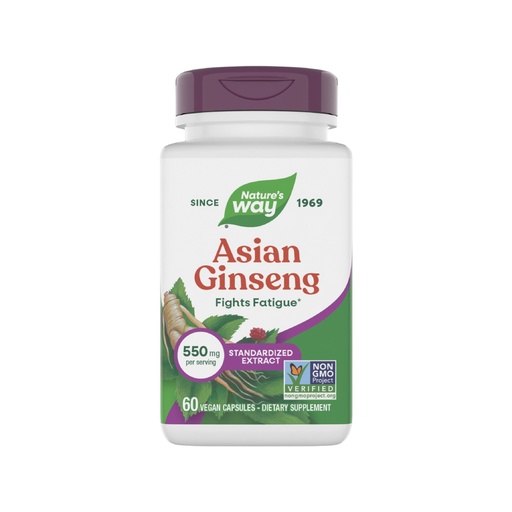 [BRSWIYT7DEHWI2DE] Nature's Way Asian Ginseng Standardized Extract, Fights Fatigue*, Adaptogenic Herb*, 550 mg per Serving, Non-GMO Project Verified, 60 Vegan Capsules (Packaging May Vary)