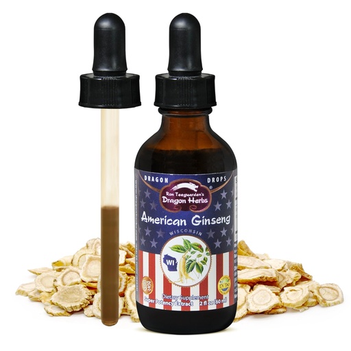 [BRSWGGL6DEJRODTU] Dragon Herbs American Ginseng Drops • Liquid Dietary Supplement • Authentic Wisconsin Mature 6 Yr Root Extract, Skin & Lung Tonic • Adaptogen, Mental & Physical Performance • Cooling • 2 fl oz, 60 ml