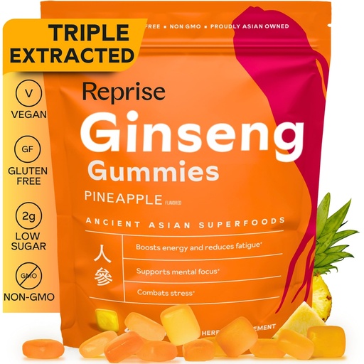 [BRSRAGICCJYQKGT7] Reprise Ginseng Gummies for Adults | Korean Ginseng Supplement for Men and for Women | 240 mg Red Ginseng Gummy | Energy Gummies for Memory, and Immunity | Reduced Sugar Ginseng Chews, 45 Gummies