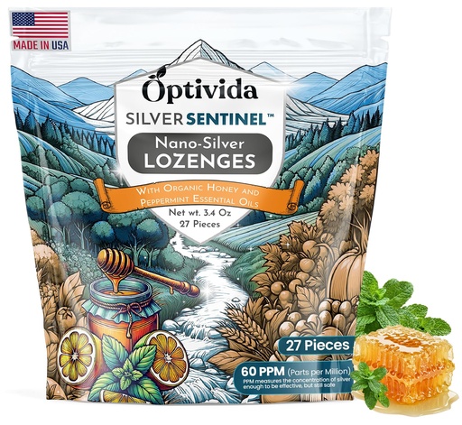 [BRSWGHDYCR4BQELZ] Nano Colloidal Silver Lozenges 60 PPM - Organic Cough Drops Lemon - 27 ct