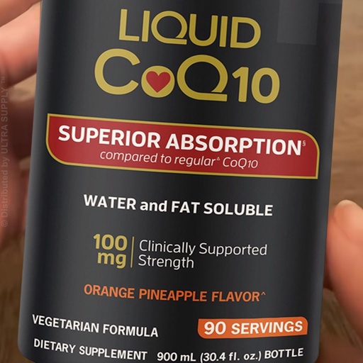 [BRSRECDYPICREFDP] Liquid CoQ10 (30.4 fl oz.) 100 mg Ubiquinone, Superior Absorption Formula, Water & Fat Soluble Coenzyme Q10, Orange Pineapple Flavor