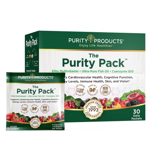 [BRSWIZT4BIGBU3I7] Purity Products Purity Pack (Elite Multi + Fish Oil + COQ10) - 1280mg of EPA + DHA + Omega-3's from Ultra Pure Fish Oil - Power Packed with Vitamins, Minerals, Super Fruits & More - 30 to-Go Packets
