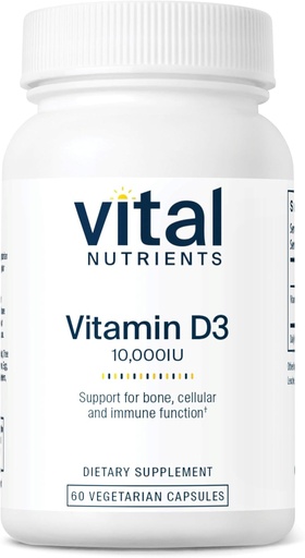 [BRSWIZQOCN4R4E3O] Vital Nutrients Vitamin D 10000 IU | Vitamin D3 Supplement | Healthy Bones, Teeth, Muscles*| Cellular & Immune Function | Calcium Absorption | Gluten, Dairy and Soy Free | 60 Capsules