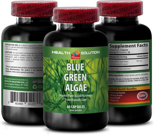 [BRSRMGQTCQFWAHLV] Blue Green Algae Superfood - Blue Green Algae - Blue Green Algae for Immunity - Zapatos Klamath Blue Green Algae, Suplemento de Digestión, Suplemento de Apoyo Inmuno, Blue Green Algae Powder, 1b 60 Caps