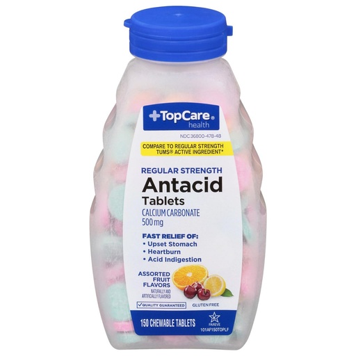 [BRSRGAIKOIJQ223G] Topcare, 500 Mg Antacid Regular Strength Tablets, 150 Count