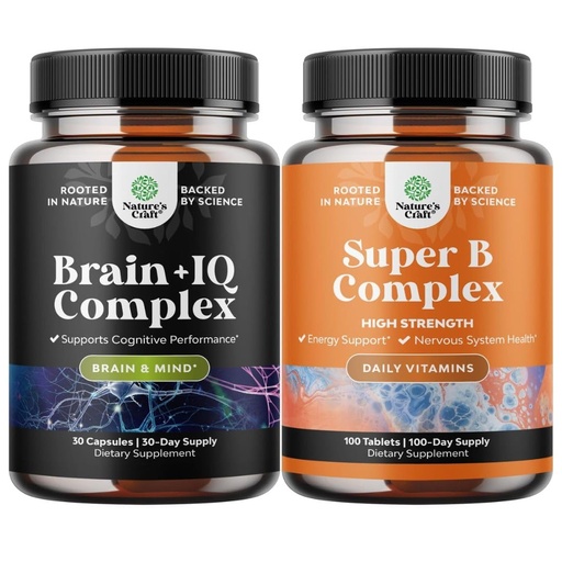 [BRSRMCYPORYGM3LX] Bundle of Nootropic Memory Supplement for Brain Support and Vitamin B Complex Adult Multivitamin - Vitamin B 12 Bacopa Monnieri Rhodiola Rosea DMAE - Natural Energy Supplement with Active B Complex