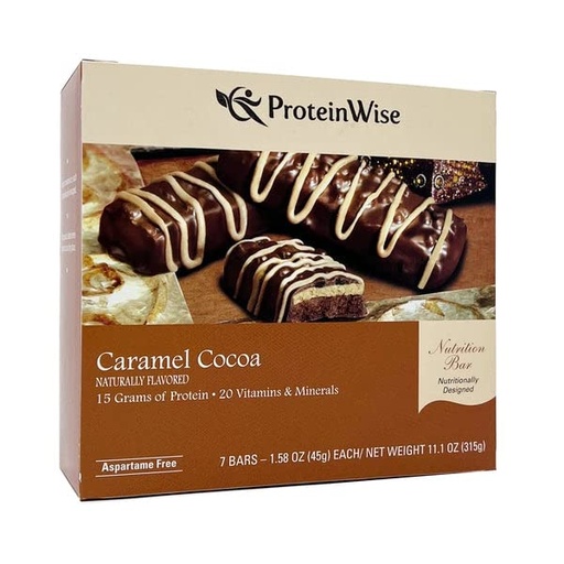[BRSRMHT7DEMGMGYZ] PROTEINWISE Nutrition Bar, High Protein, Vitamins and Minerals, Weight Loss Friendly Healthy Snack, 7/Box (Caramel Cocoa)