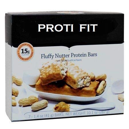 [BRSWGBD3AEMGMYDO] Proti Fit Protein Bar - Fluffy Nutter - 15g - Low Carb - Low Calorie - Weight Loss Snack Bar for Healthy Diets, Hunger Control, Appetite Suppressant,7 Count (1.5 OZ NET WEIGHT 10.4 OZ)