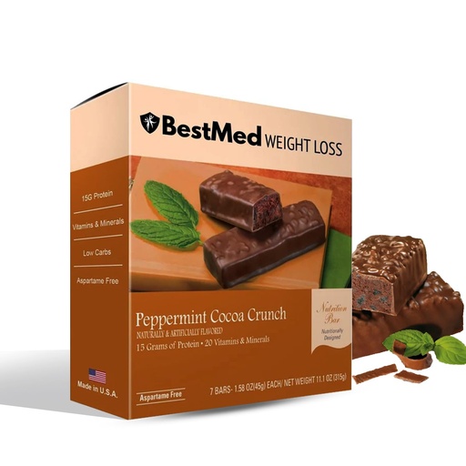[BRSW2YYYAAFQY3Y6] BestMed Protein Bar – 15g Protein, Low Carb, Low Sugar, High Fiber, Low Calorie Meal Replacement Nutrition Bar, Healthy Snack for Weight Management Diet (Peppermint Cocoa, 7 Count)