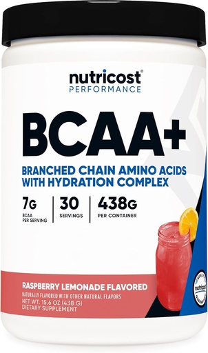 [BRSROBA2BAOQG2Q6] Nutricost BCAA + Hydration Powder (Limonada de framboesa) 30 Servings - Branched Chain Amino Acids with Hydration Complex - Gluten-free, Non-GMO