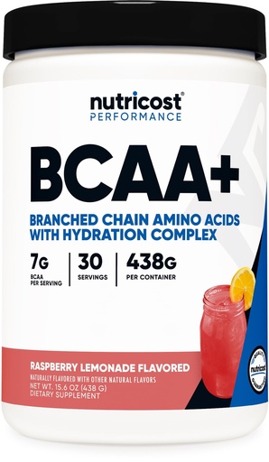 [BRSROBA2BAOQG2Q6] Nutricost BCAA + Hydration Powder (Raspberry Lemonade) 30 Servings - Branched Chain Amino Acids with Hydration Complex - Gluten-Free, Non-GMO