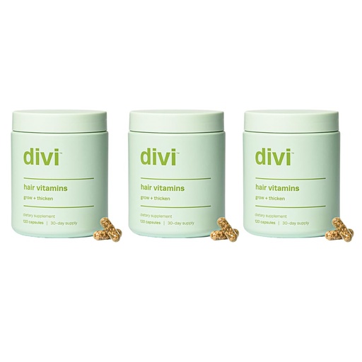 [BRSRAHQKOQFGYFA2] divi Hair Vitamins for Women & Men – Made with Clean and Science-Backed Ingredients to Grow + Thicken – Create a Healthy Hair Environment – Made with Biotin and Lustriva