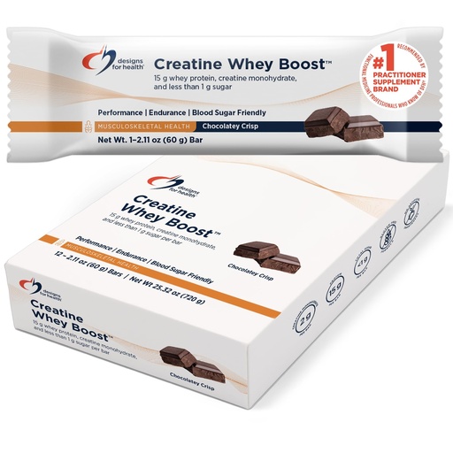 [BRSRGY36OB6RY2T2] Designs for Health Creatine Whey Boost Bars (12 Bars) | 15 g Whey Protein + Creatine Monohydrate for Energy & Strength – Sweetened with Allulose – Gluten-Free, Vegetarian, Non-GMO, <1 g Sugar