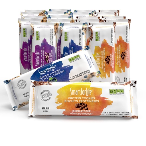 [BRSWIGYCOEIBUFQZ] Smart for Life High Protein Cookie Diet - Variety Pack - Chocolate Chip 1 Week, Oatmeal Raisin 1 Week, Blueberry 1 Week (3 Weeks Total) - Low Carb Cookies Meal Replacement - High Fiber Cookies
