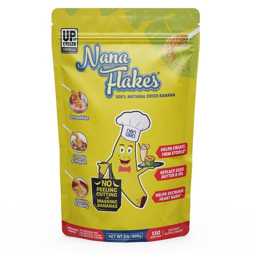 [BRSRACAYBN7WY3D3] Nutritional Designs Nana Flakes 100% Pure Banana Flakes Medical Food Powder - Decrease Fat Intake & Natural Remedy to Firm Stools - Great Source of Protein & Fiber (Banana, Two Pound Bag)