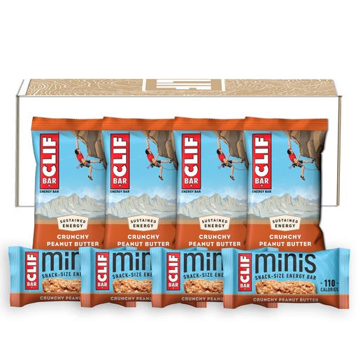 [BRSWYBACOJ7RG3TL] CLIF BAR - Crunchy Peanut Butter - Full Size and Mini Energy Bars - Made with Organic Oats - Non-GMO - Plant Based - 2.4 oz. and 0.99 oz. (20 Count)