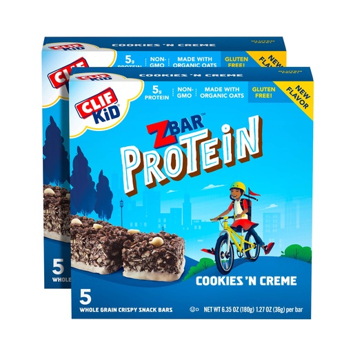 [BRSWGADYCQCQEDIU] CLIF Bar - Protein Granola Bars - Cookies and Creme Flavor (1.27 Ounce Gluten Free Bars, Lunch Box Snacks, 10 count)