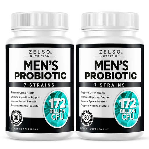 [BRSW2BD2BMAQGDLX] ZELSO (2 Pack) Probiotic for Men, 175 Billion CFU Probiotic Supplement Designed for Men's Health, 2 Month Supply