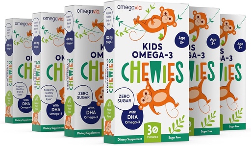[BRSRAAQZBBYRMHT3] Omega 3 Gummies - Ultra-High DHA Chewable Gel Gummy - for Kids Supports Brain & Eye Health - Sugar-Free Natural Fruit Flavor - Kids Omega 3 Fish Oil Gummies (6 Pack)